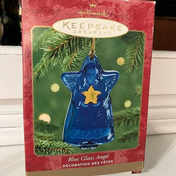 Vintage Hallmark Ornament Blue Glass Ángel 2000 - Picture 7 of 9